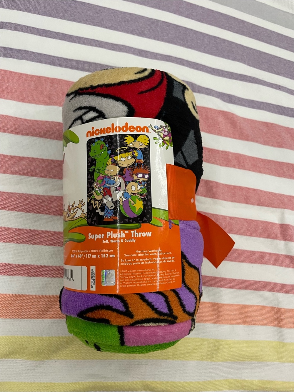 Nickelodeon 90s morning cartoons Super Plush Throw - Colorful Cartoon Design